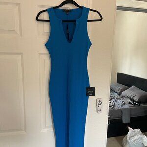 Lulu’s Blue Ribbed Knit Sleeveless Midi Dress (S, New with Tags)